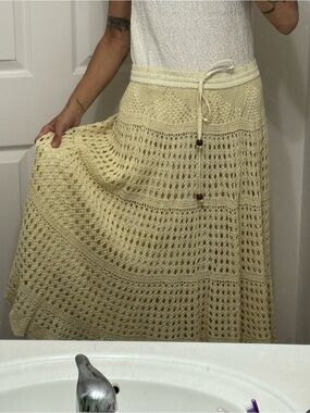 Cream Crochet Maxi Skirt